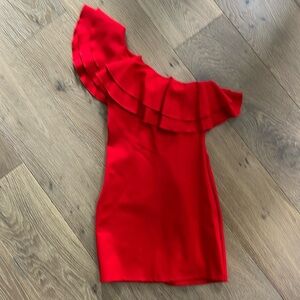 Red Ruffle Formal Dress